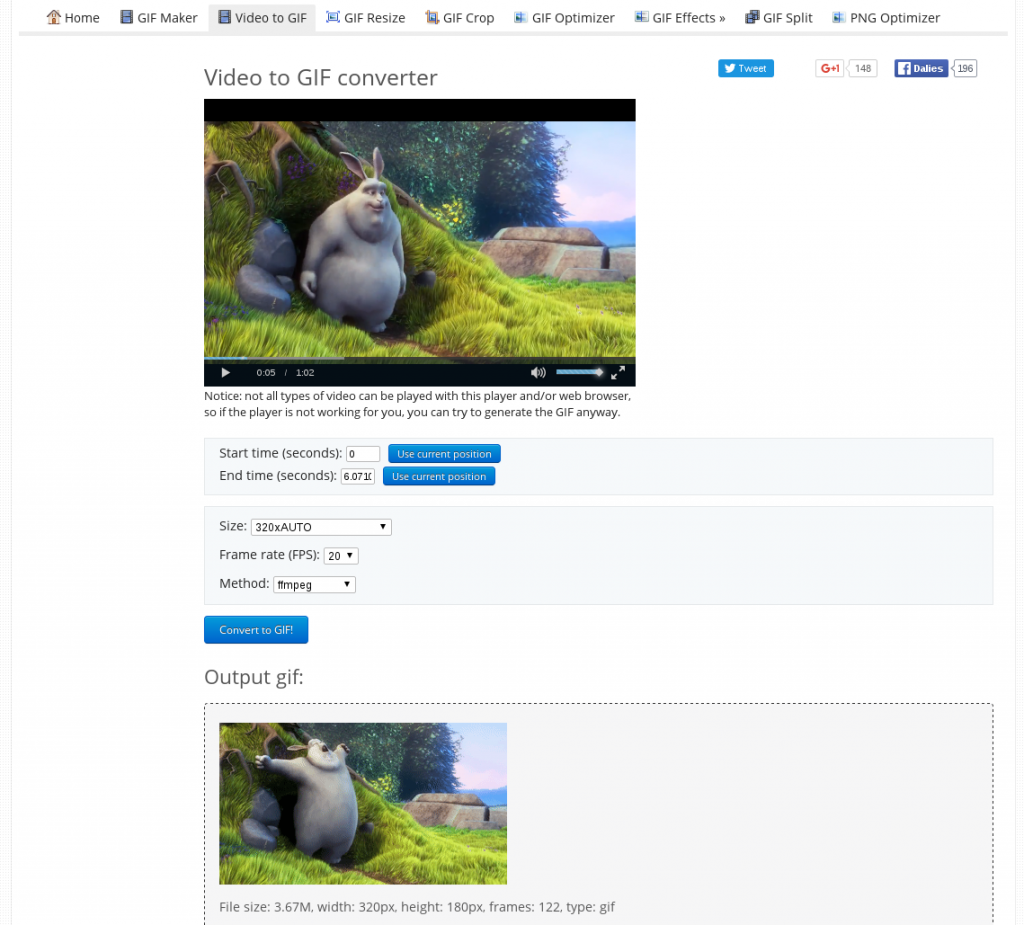 Video to GIF converter screenshot